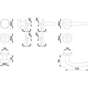 ชุดโรเซ็ตสแตนเลส Denver E58/42KV/42KVS/1310Z รุ่น F69 ทรงกลม PZ DIN ซ้าย/ขวา แบบแบน D/K HOPPE มือจับประตูและหน้าต่าง - Product Image 1