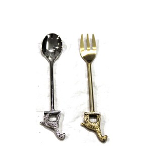 Juego de cuchara y tenedor de latón de gran venta, utensilios ecológicos chapados en oro para el regreso a la escuela - Product Image 5