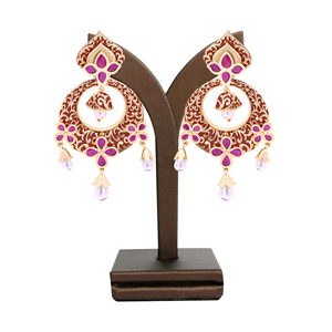 Elegant AD Gold Plated Luxury Dangle Earrings Custom Fashion <b>Artificial</b> Pearl Jewelry Mainly Made Brass for Weddings Everyday - Product Image 1