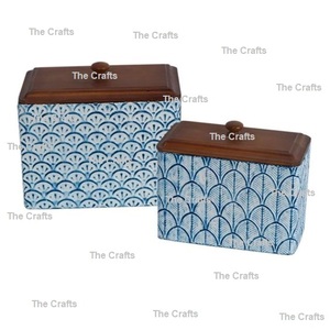 Caja de almacenamiento de madera Juego de dos para el hogar y el restaurante Caja de almacenamiento Contenedor de cocina de especias de alimentos más vendido - Product Image 2