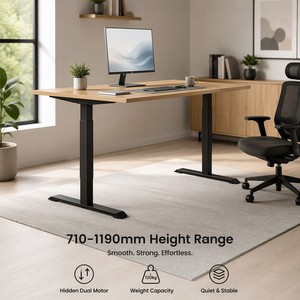 Escritorio Eléctrico <span class=keywords><strong>de</strong></span> Altura Ajustable <span class=keywords><strong>de</strong></span> 2 Etapas con Motor Dual Oculto, Mesa Ergonómica <span class=keywords><strong>de</strong></span> Oficina para Trabajar Sentado o <span class=keywords><strong>De</strong></span> Pie, Estación <span class=keywords><strong>de</strong></span> Trabajo para Computadora - Product Image 1