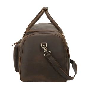 Custom Logo PU Fabric Zipper Cheap Overnight <b>Travel</b> Duffel <b>Bag</b> <b>Men</b> Large Capacity 100% Cowhide Leather Gym Duffle Weekender <b>Bags</b> - Product Image 4