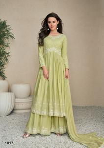 Vêtements de mariage et de fête élégants, broderie de travail, ensemble de pantalon Kurti en rayonne lourde avec dupata au prix de gros, offre spéciale - Product Image 5