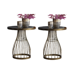 Mesa de centro redonda de lujo moderna con base de metal, muebles decorativos móviles para el hogar o restaurante, Bar, cafetería - Product Image 5