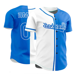Maillot de baseball pour jeunes de haute qualité en polyester respirant avec logo imprimé et numéro style hip hop col en v à manches courtes - Product Image 1