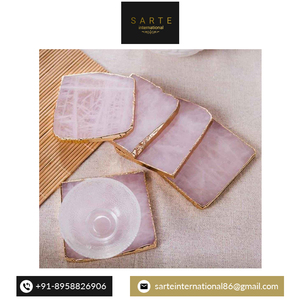 Dessous de verre en quartz rose et pierre naturelle pour la maison, hôtel, restaurant, accessoire de décoration de table - Product Image 3