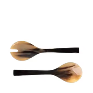 Juego de cubiertos de acero espejado Material de cuerno sostenible personalizado Cubiertos para servir para cocina Comedor por artesanía de media luna - Product Image 1