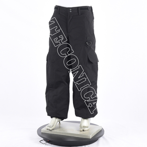 Pantalones de nieve impermeables negros para exteriores personalizados de OEM, pantalones de esquí Cargo con forro polar cálido con múltiples bolsillos y pretina ajustable - Product Image 1