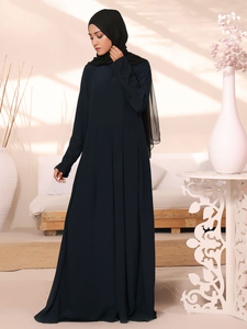 Vêtements musulmans 2025 Dubaï caftan décontracté femmes Abaya couleur unie à manches longues décontracté femmes islamique Abaya vêtements en gros - Product Image 4