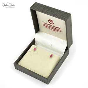 Classic 925 Sterling Silver Marquise Cut Natural Ruby <b>Earring</b> 6x3mm Studs Push <b>Back</b> Closure Featuring Gemstone Pearl Best Price - Product Image 3