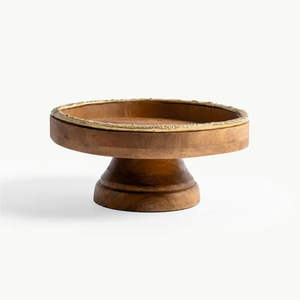 Soporte de pastel de madera de mango soporte de pastel de madera redondeado simple y elegante - Product Image 1