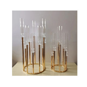 Decoración de boda de lujo chapado en oro 8 6 brazos candelabros con tubos de acrílico disponibles en gran oferta - Product Image 6