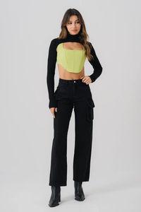 กางเกงยีนส์ขายาวสำหรับผู้หญิงกางเกงยีนส์เอวกลางระบายอากาศได้ดีย้อมสีล้วนดีไซน์ตามสั่งแบบ2025ฤดูหนาว - Product Image 6