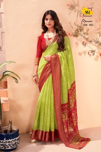 Sari de algodón suave de último diseñador con borde Jacquard de Fab Zone - Product Image 5