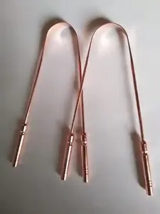 Raspador de lengua de cobre puro martillado bajo demanda Producto de calidad superior Limpiador de lengua para el cuidado bucal a la venta - Product Image 4