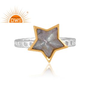 Vente chaude Fine Sterling Silver Natural Labradorite Gemstone Star Design Bague empilable Bijoux personnalisés pour les femmes Cadeau pour elle - Product Image 2