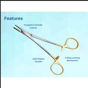 Inserts en carbure de tungstène porte-aiguille Mayo Hegar en promotion, pilote d'aiguille plaqué or avec verrouillage solide - Product Image 3