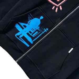 Vente en gros 100% coton sweat à capuche surdimensionné hommes respirant lourd GSM coton mélangé avec fermeture éclair intégrale et sérigraphie - Product Image 5