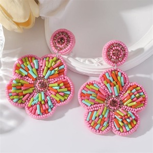 Pendientes bordados hechos a mano con cuentas de semillas, joyería de moda para mujeres y niñas, bordado indio multicolor, manualidades, costura JAVED - Product Image 4