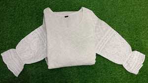 ชุดเดรสแขนกุดผ้าคอตตอนลายลูกไม้งานสวยงานพิเศษงานเทศกาลพิเศษทำจากผ้าคอตตอนสไตล์ luckhnawi chikankari - Product Image 4