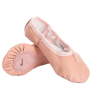 Chaussons de danse en cuir personnalisés, semelle souple fendue, flexibles, légers et confortables pour femmes et hommes, performance professionnelle - Product Image 1