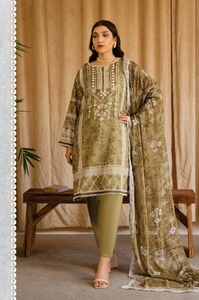 Alta calidad pakistaní Shalwar Kameez Exportación Calidad Señoras Algodón/Trajes estampados de césped con material de vestido de seda - Product Image 4