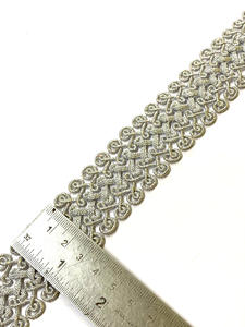 เครื่องประดับลูกไม้เลื่อมโลหะเกรดหนึ่งละลายน้ำได้สีเงินอินเดียสำหรับตัดเย็บเสื้อผ้ามุสลิม - Product Image 2