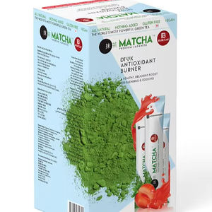 Thé en poudre instantané détoxifiant minceur aromatisé à la fraise, matcha premium japonais biologique, bromélaïne, 100 pièces, sac en vrac - Product Image 1