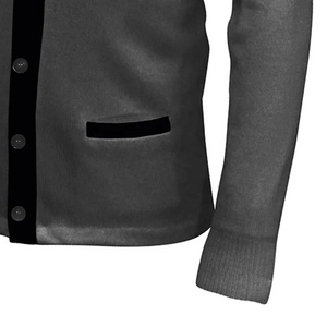 Cárdigan Gris para Mujer, Cuello en V, Manga Larga, Cierre de Botones, Estilo Preppy, Tejido de Punto, Color Sólido, Corte Regular, Ropa de Otoño - Product Image 4