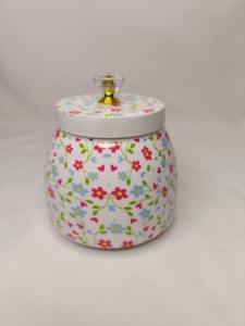 กล่องผลไม้แห้งช็อคโกแลตลูกกวาดโลหะทองเหลืองและฝาปิดอะคริลิคดอกไม้สติกเกอร์พิมพ์เคลือบสำหรับตกแต่งโต๊ะ - Product Image 4