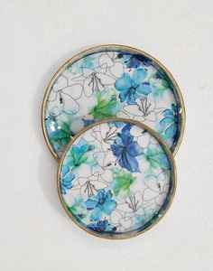 Plateau rond en bois avec impression émaillée brillante motif végétal, écologique, pour anniversaire, décoratif, pour la maison et la cuisine - Product Image 2