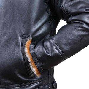 Chaqueta de Invierno para Hombre, Chaqueta Bomber Cálida de Cuero, Chaqueta de Piel de Oveja de Primera Calidad para Hombre - Product Image 6