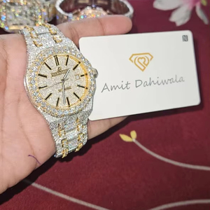 Luxury <b>Men's</b> Iced Out <b>Watch</b> Moissanite Round Brilliant Diamond Steel Case ETA Movement Box Packing - Product Image 1