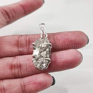 Colgante de Pirita Natural para Mujer, Poder Atrae Dinero, Regalo de Navidad, Joyería Hecha a Mano, Colgante de Plata de Ley 925 - Product Image 6