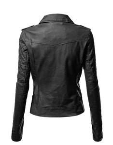 แจ็กเก็ตหนังสำหรับผู้หญิงแจ็กเก็ตหนังแท้สำหรับขี่มอเตอร์ไซค์ - Product Image 3