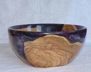 Bol en résine en bois élégant fait à la main Designer moderne rustique pièce maîtresse maison cuisine Accent décoratif - Product Image 2