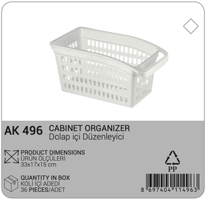 Cabinet Organizer Basket for Kitchen Pantry 33x17x15cm Eco-Friendly PP Rattan Material Multi-Purpose for Refrigerator Storage - Product Image 3