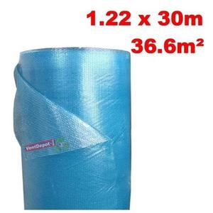 Rouleau de film à bulles pour emballage, MXBBP-006, 1,22 m x 30 m, épaisseur 5 mm, polyéthylène 0,1 mm, bulle 3/16 mm, bleu. - Product Image 1