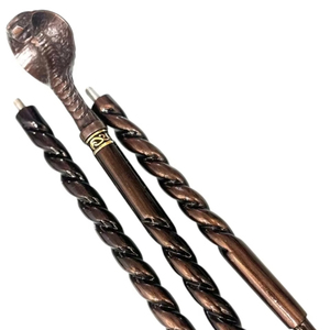 Bastón de Senderismo Heritage Collection, Ajustable, Ligero, de Madera Maciza con Cabeza de Serpiente, Elegante, Plegable, de Latón, de 3 Secciones - Product Image 1