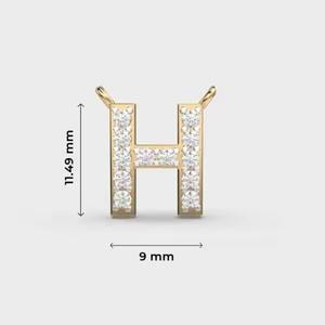 Classique unisexe diamant breloques pendentifs et breloques 'H' lettre 18K or argent plaqué bijoux fins Moissanite pendentifs et breloques" - Product Image 2