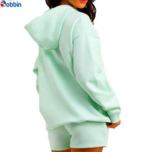 Custom Logo Printing Women Fashion Hoodie 2Pcs <b>Short</b> Set <b>Lady</b> Digital Print 2pc Set Girl Customized Trade Fall Workout Set - Product Image 3