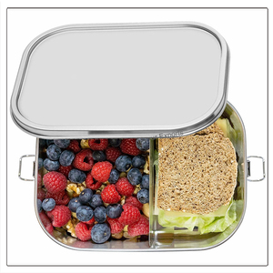 Boîte à lunch rectangulaire étanche en acier inoxydable de vente chaude avec compartiment mobile et joint en silicone - Product Image 1