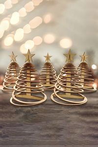 งานฝีมือต้นคริสต์มาสทำจากไม้แบบโบราณสำหรับจัดแสดงในวันหยุดของเด็กตกแต่งโต๊ะและทำด้วยมือ - Product Image 6