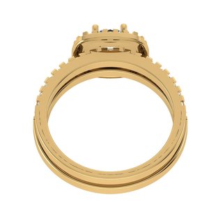Anillo de Diamante Cultivado en Laboratorio con Corte Cojín y Doble Halo, Diseño de Vástago Dividido, Elaborado en Oro Amarillo de 10K para Mujer - Product Image 3