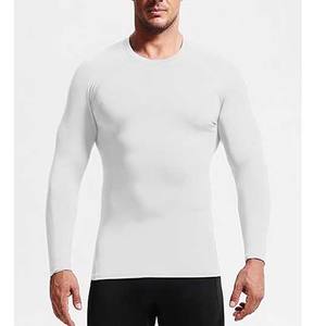 T-shirts de compression de fibres pour hommes adultes Motif solide Chemise de gymnastique pour hommes Vêtements en gros - Product Image 4