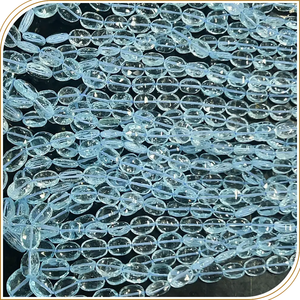 Cuentas de piedra de forma ovalada facetada de Topacio azul cielo Natural, hebra de 14 pulgadas, tamaño de 8mm a 6x8mm aproximadamente para la fabricación de joyas - Product Image 3