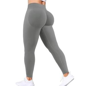 Legging de sport pour femme, long, taille élastique, effet push-up, couleur unie, en élasthanne, pour yoga et fitness - Product Image 1