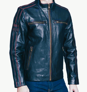 100% cuero genuino Sherpa Slim Fit High Street Biker chaqueta satén negro forro cremallera cierre Turndown Collar transpirable - Product Image 4