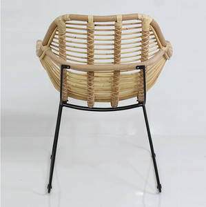 Sillón de Comedor Moderno de Teca con Estructura de Madera, Ecológico, Duradero, Retro, de Mimbre Natural para Cafetería, Restaurante, Sala de Estar, Parque - Product Image 4