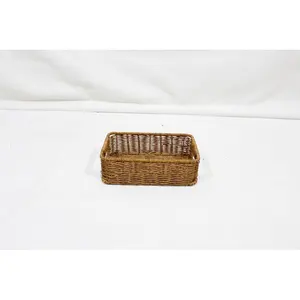 Artex Dong Thap手工编织矩形聚储物篮托盘，水果盘用草编织，圆形蔬菜箱